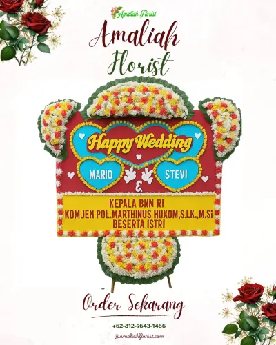 Karangan Papan Bunga Pernikahan di Tayando Yamtel